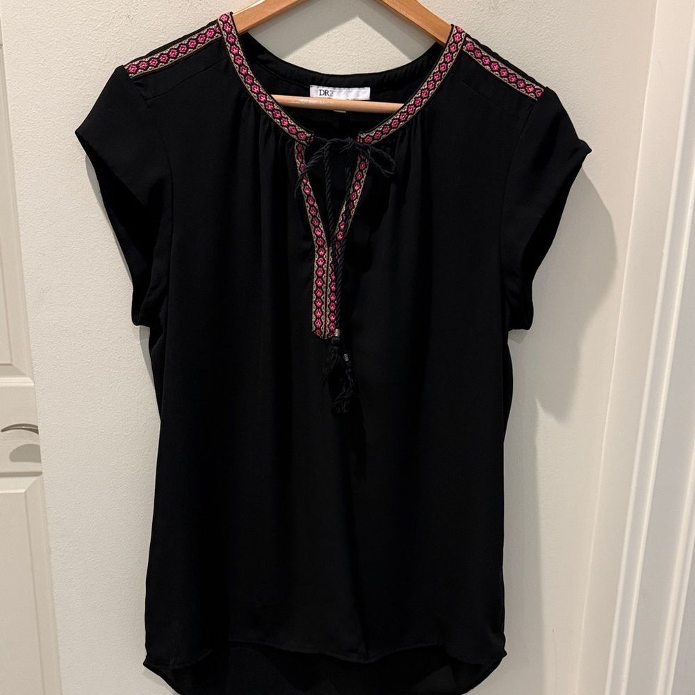 Black Embroidered Women's Top